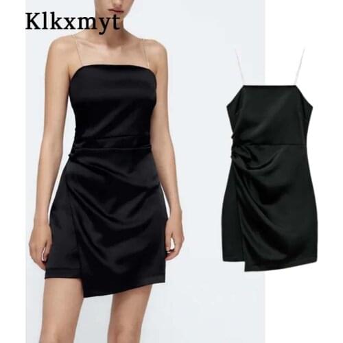Klkxmyt Za Woman 2021 Dress Fashion Jewelry Sling Mini Dress Women Vintage Summer Dresses Backless Female Sexy Dresses Vestido