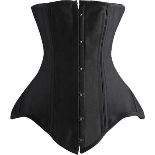 Double Steel Boned Womens Underbust Waist Training Slimming Waist Control Corset Waist Trainer Gothic Bustier Shaper Burlesque