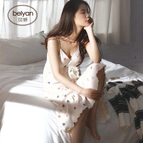 Summer Cotton Ladys Sleepwear Sexy Sleepwear Womens All-cotton Sleepdress Fashion V-neck Home Dress Long Skirt