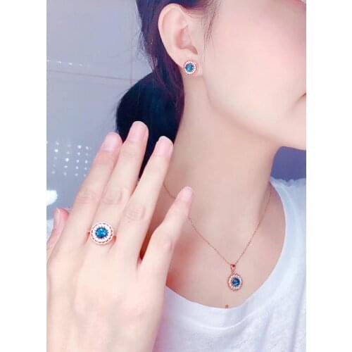 Best Gift Natural Real Topaz Set Natural Real Topaz 925 sterling silver 1pc Topaz pendant,1pc Topaz ring,2pcs Topaz Earring