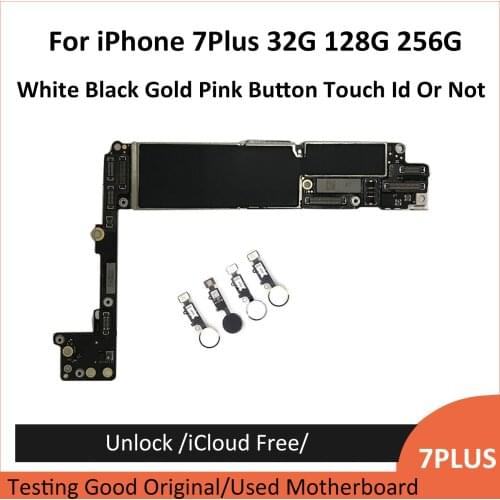 For iPhone 7 Plus Motherboard Touch ID, Original Unlocked Logic boards Clean iCloud Free 32GB 128GB 256GB White Black PinK Gold