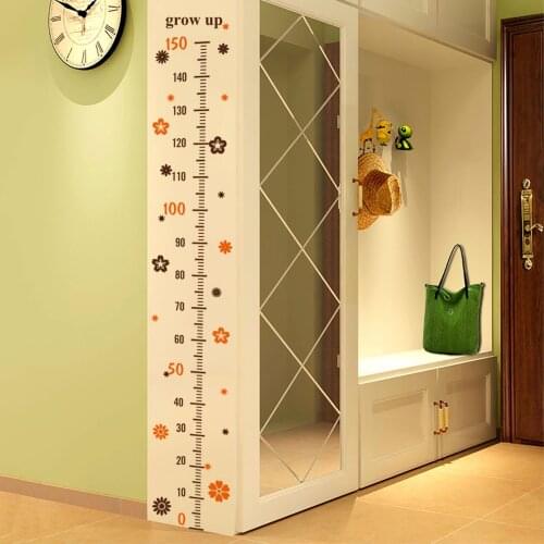 Cartoon Height Measure Wall Stickers Flower Height Chart Ruler Vinyl Removable Wall Decals Nursery Home Decor