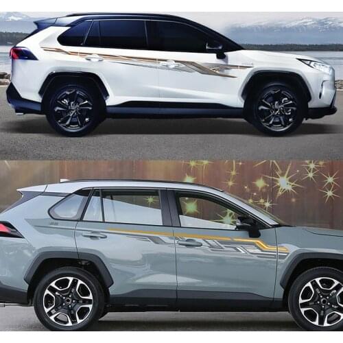 Car Both Side Skirt Sticker Auto Vinyl Wrap Racing Stripes Decals Automobiles For Toyota Rav4 RAV 4 2019 2020