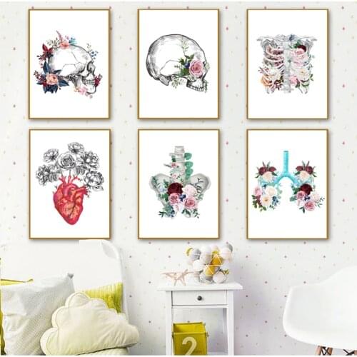 Prints Wall Pictures For Living Room Decor Brain Heart Anatomy Vintage Wall Art Canvas Painting Nordic Posters And