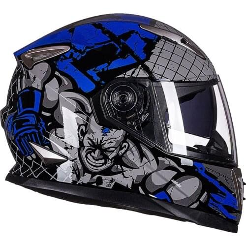 New Motorcycle Helmet Full Face Motocross Helmets Men Cool Racing Moto Helmets Motorcycle Capacete Casco Moto with Doublel Lens