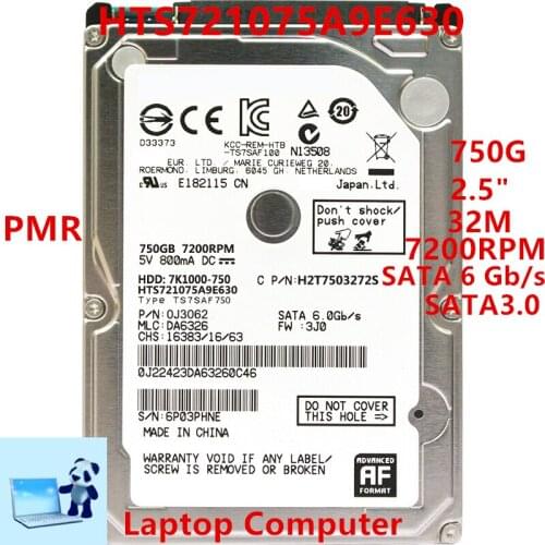 New HDD For Hgst Brand 750GB 2.5" SATA 6 Gb/s 32MB 7200RPM For Internal Hard Disk For Notebook HDD For HTS721075A9E630