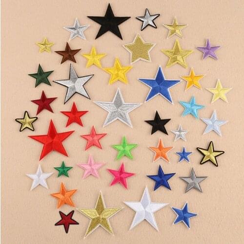 20 pieces of wholesale computer embroidery five pointed star shoes and hats accessories patch patch DIY ironing Decal