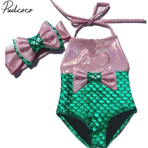 Hot Kids Baby Girls Clothes Sleeveless Novelty Mermaid Tail Swimsuit Outfit 0-3years Helen115