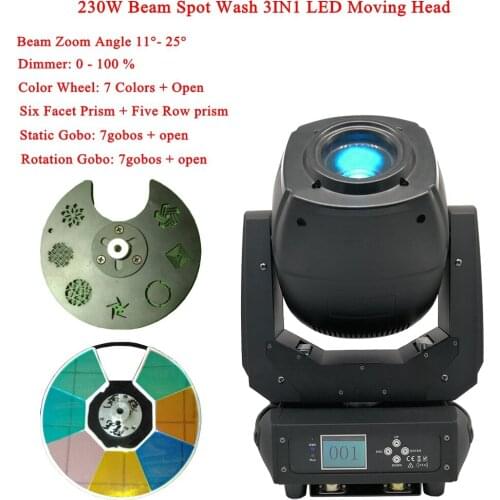 Professional LED 230W Beam Spot Wash 3IN1 Moving Head Stage Light DMX512 Disco DJ KTV Club Party Christmas LED Stage Effect Lamp