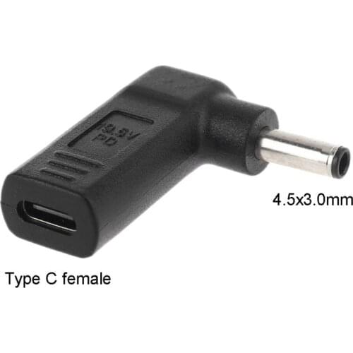 USB Type C Female to 4.5x3.0mm Plug Dc Power Adapter Converter for Dell XPS12 13 9360 9350 Laptop Charging Cable