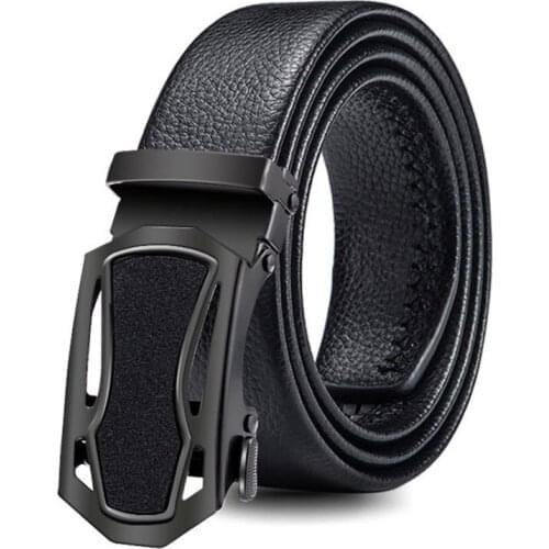 New Fashion Mens Belt Shining Automatic Metal Buckle Leather Belts For Men Business High Quality Leather Belt