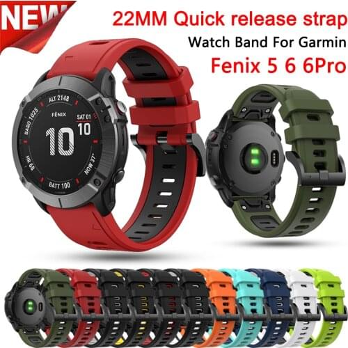 New-Two color 22MM Silicone Quick Release Strap for Garmin Fenix 5 6 6Pro Watch Easy fit Wrist Band Strap For Forerunner 935 945