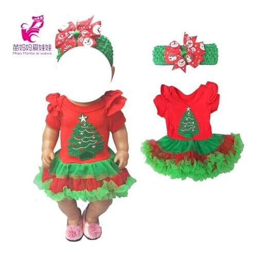 For 43cm dolls Christmas dress with hair band for 18 inch girl doll dress baby girl toys gift