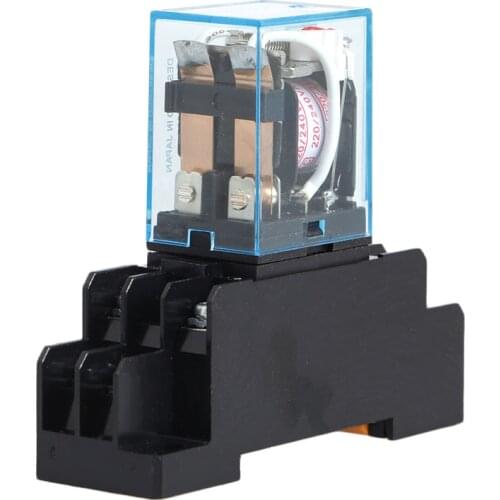 Power Relay LY2NJ Socket Base 220V AC Coil Miniature Relay DPDT 8 Pins 10A 240VAC LY2 HH62P LY2 JQX-13F with PTF08A