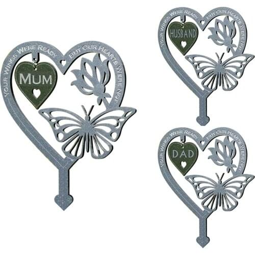 Heart Shaped Plaque Ornament Metal Stake Word Card Your Wing Were Ready, But Our Heart Were Not For Garden Flower Pot