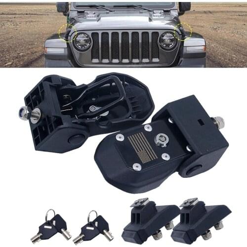 For Jeep Wrangler JL 2018 2019 2020 Black Chrome Engine Lock Hood Latch Catch Cover ABS Exterior Second Generation Car Styling