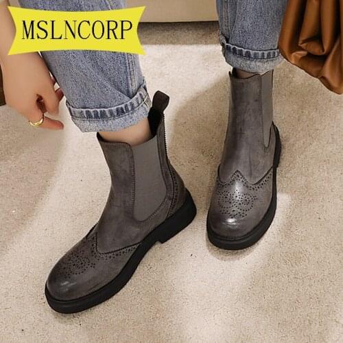 Plus Size 34-43 Women Chunky Heel Ankle Boots Woman Shoes Autumn Brand Designer Chelsea Boots Female Platform Boots Fashion