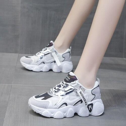 Womens Sneakers 2021 Fall/Winter Platform Casual Shoes Lace-up Comfortable Platform Running Daddy Shoes Zapatos De Mujer