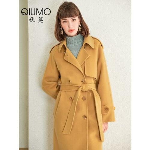 Double sided cashmere coat womens medium length 2021 new casual Korean high-end Australian wool double-sided Plush coat