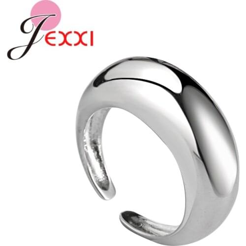 Authentic 925 Sterling Silver Guardian Crescent Moon Pattern Free Size Adjustable Finger Rings For Women Fashion Jewelry
