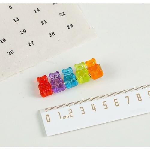 1pcs Bears Shaped Side Clip Candy Mix Color Animal Hair Clips for Women Girls Barrette Hairpin Cute for Hair Styling Tool