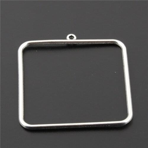 10pcs Alloy Jewelry Setting Accessories Square Charms Hollow Blank Pendant Tray Charms DIY Handmade A2641