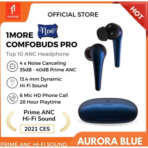 1MORE ComfoBuds Pro ANC Tws Active Noise Canceling Headphones QuietMax Wireless Earbuds Bluetooth 5.0 6 Mic 13.4mm Bass Headset