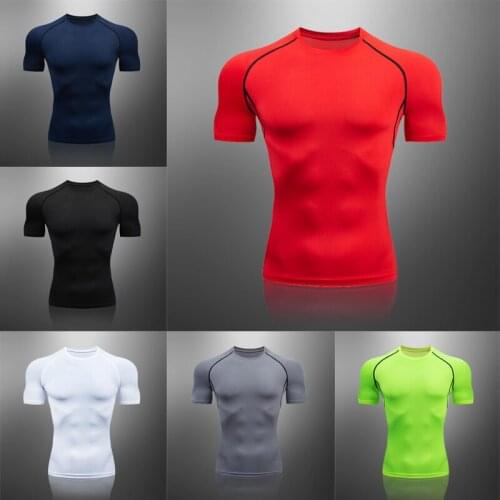 2021 High-End Quality Street Casual T-Shirt Gym Fitness Quick-Drying Bodybuilding Compression Top Mens Clothing