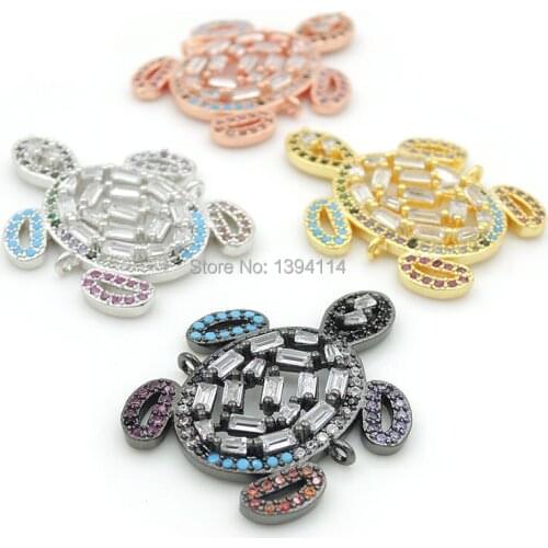 28*22*3mm Micro Pave CZ Of Mixing Colors Tortoise Connectors Fit For Men And Women Making Bracelets Jewelry