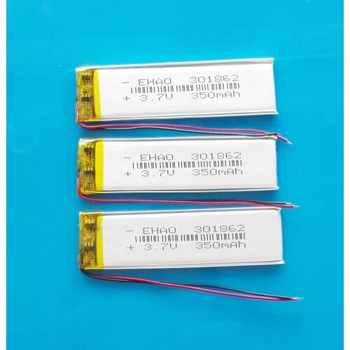 3 pcs 3.7V 350mAh Rechargeable lipo battery polymer lithium batteries 301862 for MP3 GPS DVD bluetooth recorder e-book camera