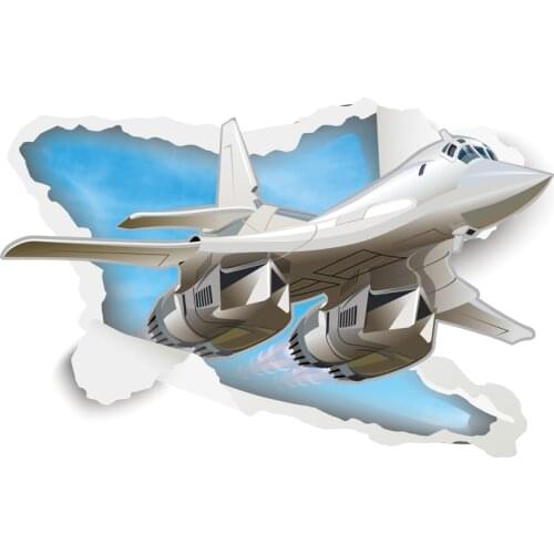 3D Blue Sky Broken Hole T-Airplane Wall Sticker Living Room Kids Room Decor Decals Home Decoration Plane Broken Floor Stickers