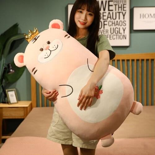 45/60/90cm Lovely Crown Tiger Plush Toys Kawaii Dolls Stuffed Soft Cute Animal Pillow Cushion for Kids Baby Birthday Gift