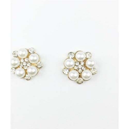 50pcs Flower Pearl Rhinestone strass Jewelry Flatback Button Buckle Sewing Accessories Wedding Hairstyle Hairpin Hair Clip Decor