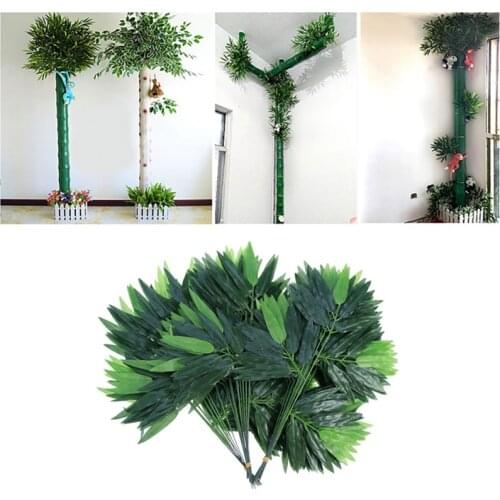 60Pcs Lifelike Bamboo Leaves Artificial Fake Green Plants Greenery Leaves For Home Office Decoration Green Promotion