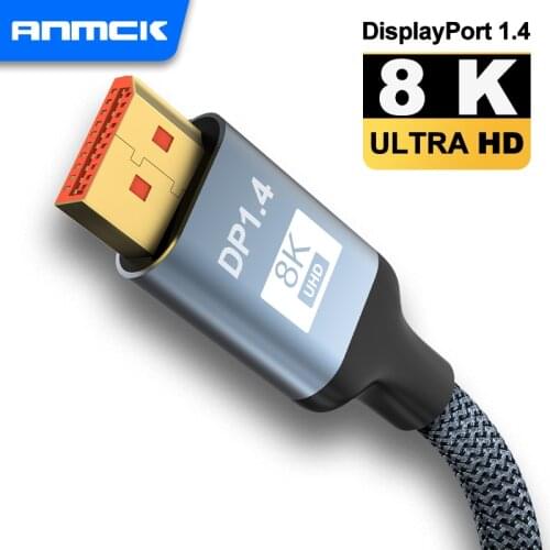 Anmck 1.4 Displayport Cable Bidirectional Steady Transmission DP Adapter 8K@60Hz UHD Nylon Braided Cables Display Port
