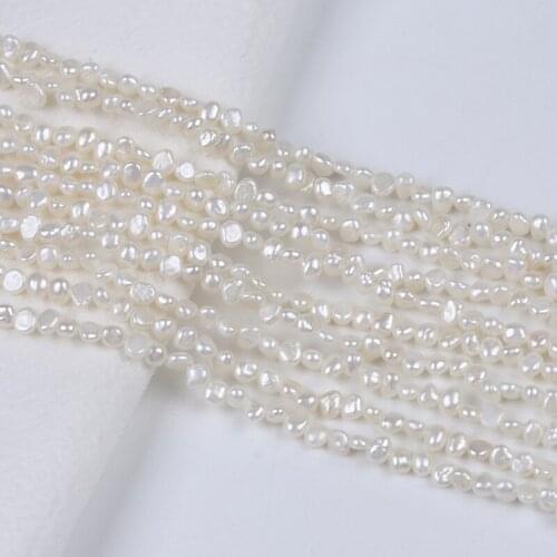 3.5-4mm Natural Freshwater Pearl Side Drilled White Color Small Size Baroque Beads String DIY Materials
