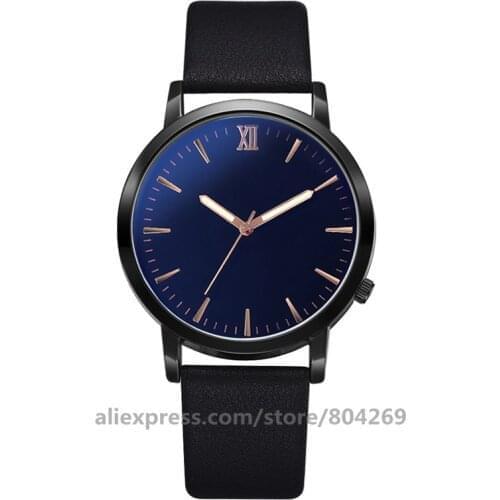 Hot Fashion Men Leather Casual Watches Round Analog Quartz Dress Men Wrist Watch Men Women Watches sb19071703