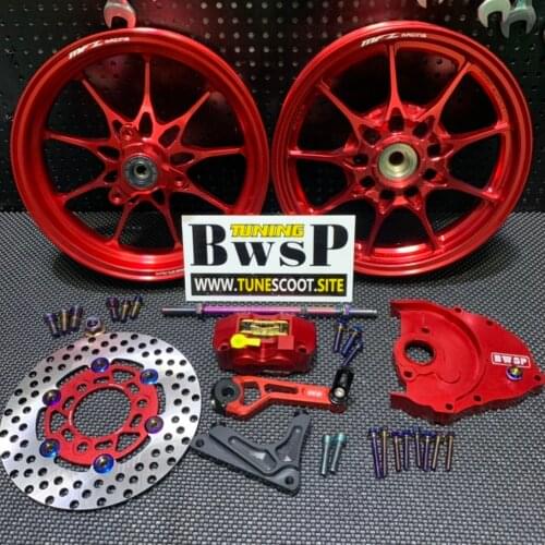 DIO50 MFZ Combo Set With Red Wheels BWSP CNC Transmission Gear Cover Brake Disk Caliper 200mm 220mm Dio 50 Af18