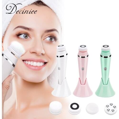 Facial Cleansing Brush-Waterproof Face Spin Brush Set with 4 Brush Heads Gentle Exfoliating Removing Blackhead Face Deep Clean