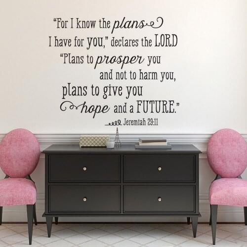 Jeremiah 29:11 Vinyl Wall Decal Home Culture Decoration Lord Declare Quote Wall Sticker Bible Verse Quote Window Poster AZ078