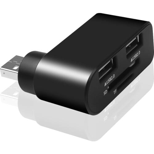 Kebidu USB Hub 2 Port USB 2.0 With TF/SD Card Reader Rotate Splitter Adapter For Laptop Notebook For PC Computer Accessories