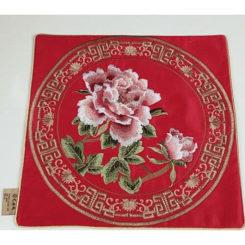 Classic Luxury Peony Lotus Placemat Christmas Square Dining Table Mat Chinese style Party Decor Insulation Pads