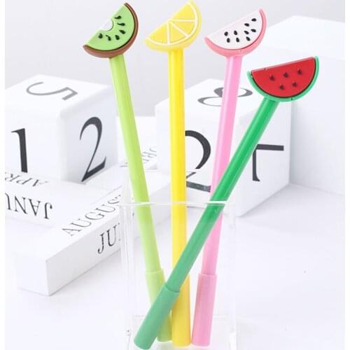 24pcs Cute Lemon Fruit Gel Pens Kawaii Ballpoint Rollerball Funny Office Accessory Item Material School Stationery Stuff Thing