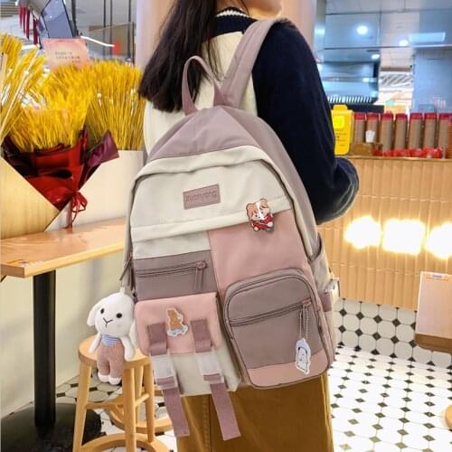 Girl Cute Designer Backpack Pupil Kawaii Waterproof School Bags for Teenagers Female Korean Student Travel Backpacks 2021 New