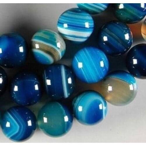 Fashion jewelry +++ 6mm Blue Stripe Onyx Onyx Round Loose Beads 15" Wholesale and retail