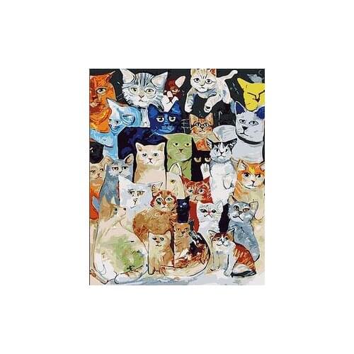 Cat Family Portrait animal coloring by numbers art canvas painting wall pictures for living room home decor