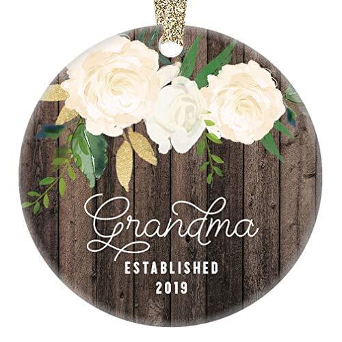 New Grandma Christmas Ceramics Ornament 2019 With Floral,Christmas Tree Decoration,Christmas Gift for Grandmother