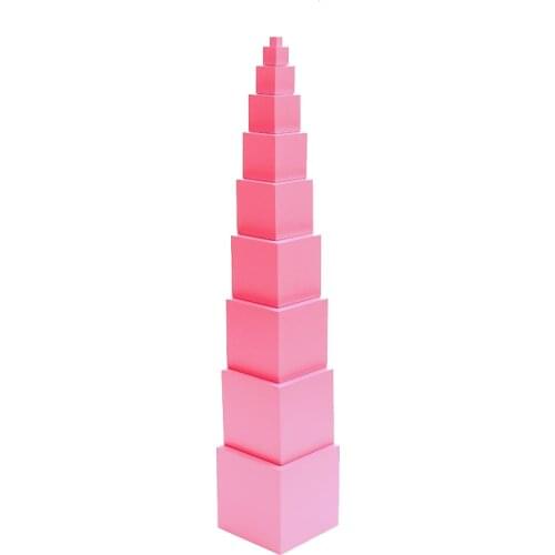 Professional Version Pink Tower Wooden Sensorial Montessori Materials for Visual Sense Preschool Educationl Equipment Kids Toys