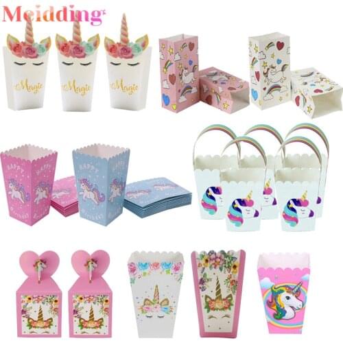 Unicorn Party Paper Gift Bag Happy Birthday Party Decorations Kids Disposable Tableware Kit Baby Shower Unicorn Theme Supplies