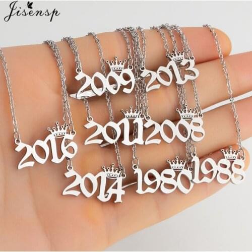 Fashion Special Date Year Number Necklace Women Long Chain Custom Year 1980 1990 2019 Pendant Necklaces Personalize Collares